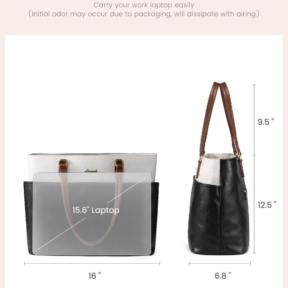 Laptop Tote Bag for Women, 15.6 inch Laptop Work Bags for Teacher Nurse Large Co - Picture 5 of 6